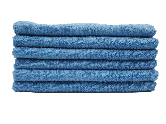 Microfiber Cleaning Cloths, Towels for Automobiles, Windows, Mirrors, Laptop Computer Screen, Apple & Android Products. (6 Pack) 16'' x 16'' by American Towels & Linens (Blue)