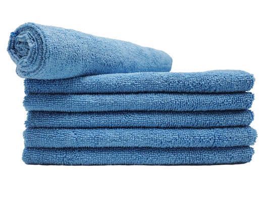 Microfiber Cleaning Cloths, Towels for Automobiles, Windows, Mirrors, Laptop Computer Screen, Apple & Android Products. (6 Pack) 16'' x 16'' by American Towels & Linens (Blue)