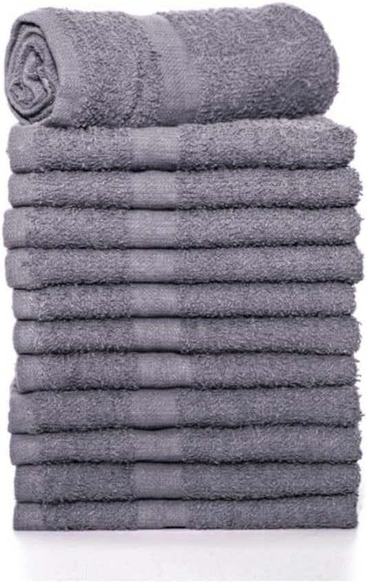 Hand Bath Towels, 100% Cotton - Multipurpose - Commercial Grade | Grey - Cleaning, Bathroom, Kitchen, Spa, Gym, Salon, Restaurants (12 Pack, 16 x 27 inches) by American Towels & Linens (Grey)