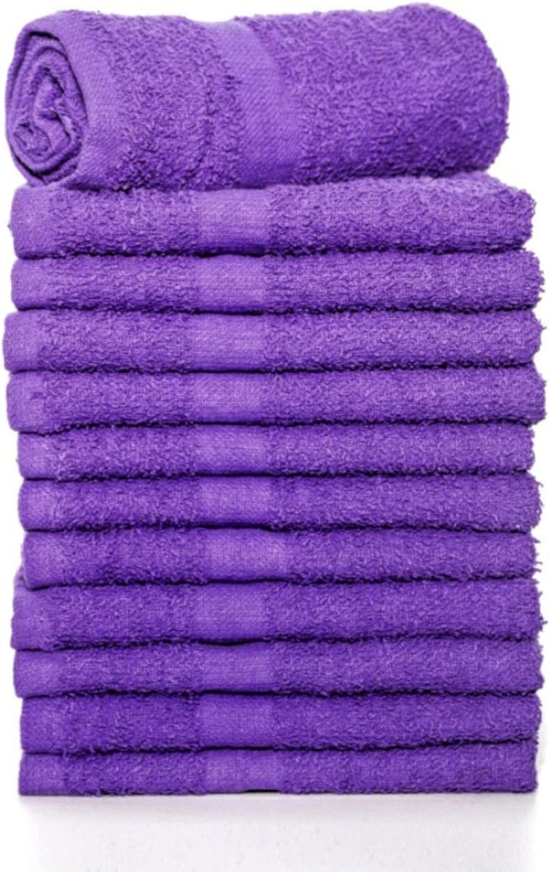 Hand Bath Towels, 100% Cotton - Multipurpose - Nail Salon Towels -| Purple - Cleaning, Bathroom, Kitchen, Spa, Gym, Salon, Restaurants (12 Pack, 16 x 27 inches) by American Towels & Linens