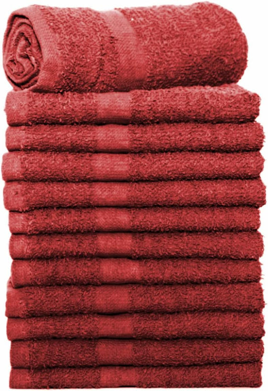 Hand Bath Towels, 100% Cotton - Multipurpose - Commercial Grade | Burgundy - Cleaning, Bathroom, Kitchen, Spa, Gym, Salon, Restaurants (12 Pack, 16 x 27 inches) by American Towels & Linens (Burgundy)