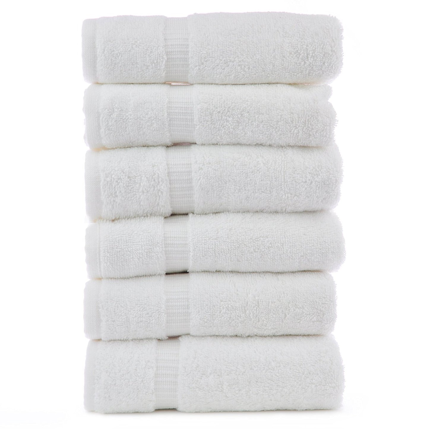 Luxury Cotton Hotel & Spa Hand Towel 16"x30" Set of 6 100% Ring Spun - Organic Eco-Friendly (Hand Towels, White)