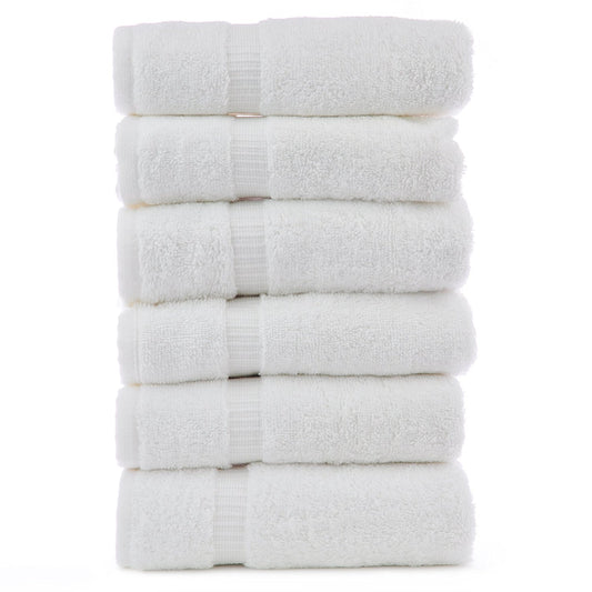 Luxury Cotton Hotel & Spa Hand Towel 16"x30" Set of 6 100% Ring Spun - Organic Eco-Friendly (Hand Towels, White)