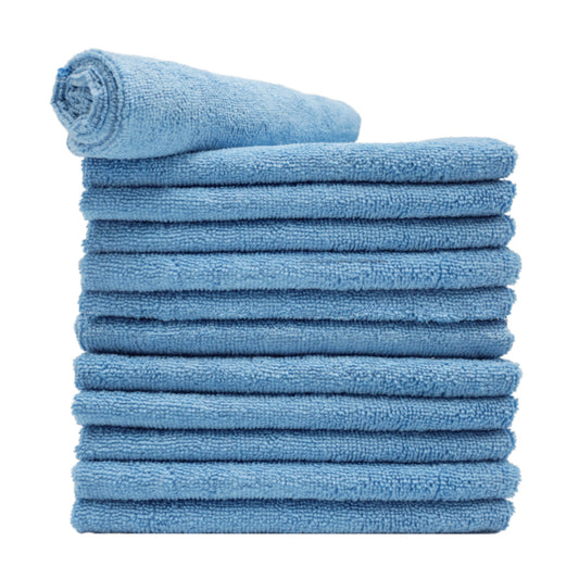 Microfiber Polish Cloth, Blue, 12 Pack | Size 16" x 16" Inches | Commercial Grade All-Purpose Lint Free & Streak-Free Microfiber Towels | Dust, Polish, Scrub & Absorb